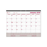 Monthly Desk Pad Calendar, 22 X 17, White-maroon, 2021