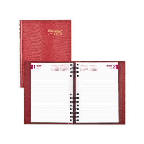 Coilpro Daily Planner, Ruled 1 Day-page, 8.25 X 5.75, Red, 2021