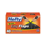 Easy Flaps Trash Bags, 30 Gal, 1.05 Mil, 30" X 33", Black, 40-box