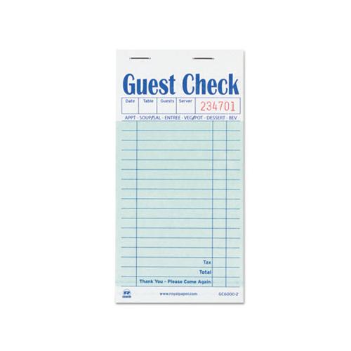 Guest Check Book, Carbon Duplicate, 3 1-2 X 6 7-10, 50-book, 50 Books-carton