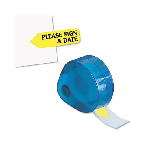 Arrow Message Page Flags In Dispenser, "please Sign And Date", Yellow, 120 Flags