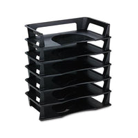 Regeneration Recycled Plastic Letter Tray, 6 Sections, Letter Size Files, 9.13" X 15.25" X 2.75", Black