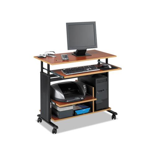 Adjustable Height Mini-tower Workstation, 35.5w X 22d X 34h, Cherry-black