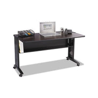 Mobile Computer Desk With Reversible Top, 53.5w X 28d X 30h, Mahogany-medium Oak-black