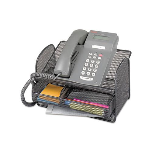 Onyx Angled Mesh Steel Telephone Stand, 11 3-4 X 9 1-4 X 7, Black