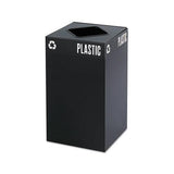 Public Square Plastic-recycling Container, Square, Steel, 25 Gal, Black