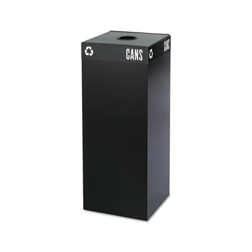 Public Square Can-recycling Container, Square, Steel, 37 Gal, Black