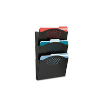 Steel Wall Pockets, Letter, Three Pocket, 12 X 3 1-4 X 17 1-4 Black