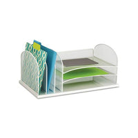 Onyx Desk Organizer With Three Horizontal And Three Upright Sections, Letter Size Files, 19.5" X 11.5" X 8.25", White