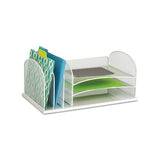 Onyx Desk Organizer With Three Horizontal And Three Upright Sections, Letter Size Files, 19.5" X 11.5" X 8.25", White