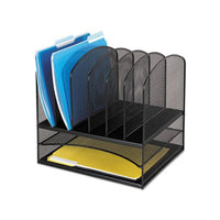 Onyx Mesh Desk Organizer With Two Horizontal And Six Upright Sections, Letter Size Files, 13.25" X 11.5" X 13", Black