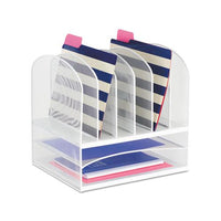 Onyx Mesh Desk Organizer With Two Horizontal And Six Upright Sections, Letter Size Files, 13.25" X 11.5" X 13", White