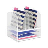 Onyx Mesh Desk Organizer With Two Horizontal And Six Upright Sections, Letter Size Files, 13.25" X 11.5" X 13", White