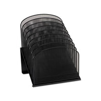 Onyx Mesh Desk Organizer With Tiered Sections, 8 Sections, Letter To Legal Size Files, 11.75" X 10.75" X 14", Black