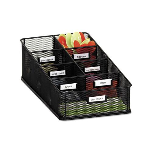 Onyx Breakroom Organizers, 7 Compartments, 16 X8 1-2x5 1-4, Steel Mesh, Black