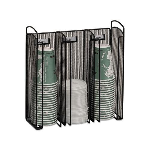 Onyx Breakroom Organizers, 3compartments, 12.75x4.5x13.25, Steel Mesh, Black