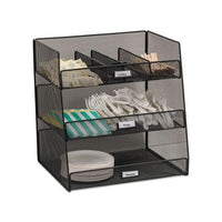 Onyx Breakroom Organizers, 3 Compartments,14.625x11.75x15, Steel Mesh, Black