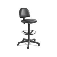 Precision Extended-height Swivel Stool With Adjustable Footring, 33" Seat Height, Up To 250 Lbs., Black Seat-back, Black Base