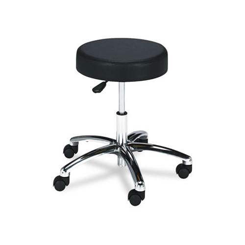 Pneumatic Lab Stool Without Back, 22" Seat Height, Supports Up To 250 Lbs., Black Seat-black Back, Chrome Base