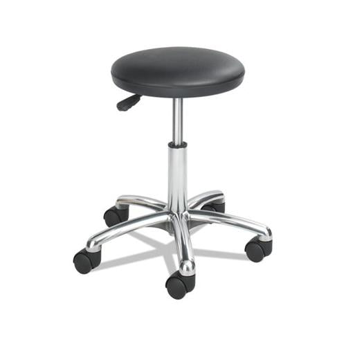 Height-adjustable Lab Stool, 21" Seat Height, Supports Up To 250 Lbs., Black Seat-black Back, Chrome Base