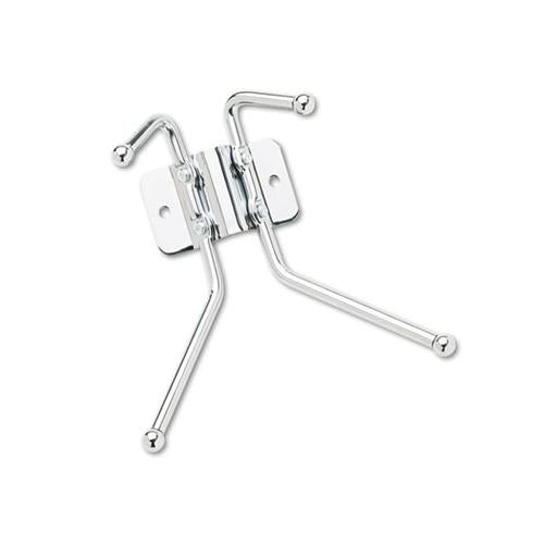 Metal Wall Rack, Two Ball-tipped Double-hooks, 6.5w X 3d X 7h, Chrome Metal