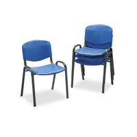 Stacking Chair, Blue Seat-blue Back, Black Base, 4-carton