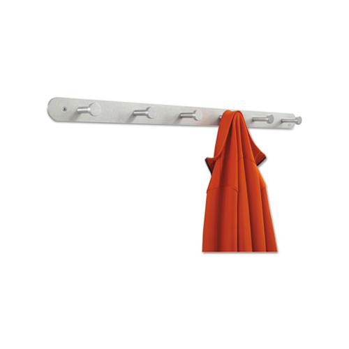 Nail Head Wall Coat Rack, Six Hooks, Metal, 36w X 2.75d X 2h, Satin