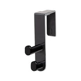 Plastic Coat Hook, 2-hook, 1 3-4 X 6 1-2 X 7 3-4, Black