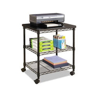Desk Side Wire Machine Stand, Three-shelf, 24w X 20d X 27h, Black