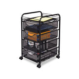 Onyx Mesh Mobile File With Four Supply Drawers, 15.75w X 17d X 27h, Black