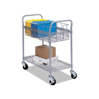 Wire Mail Cart, 600-lb Capacity, 18.75w X 26.75d X 38.5h, Metallic Gray