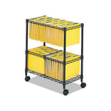 Two-tier Rolling File Cart, 25.75w X 14d X 29.75h, Black