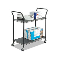 Wire Utility Cart, Two-shelf, 43.75w X 19.25d X 40.5h, Black