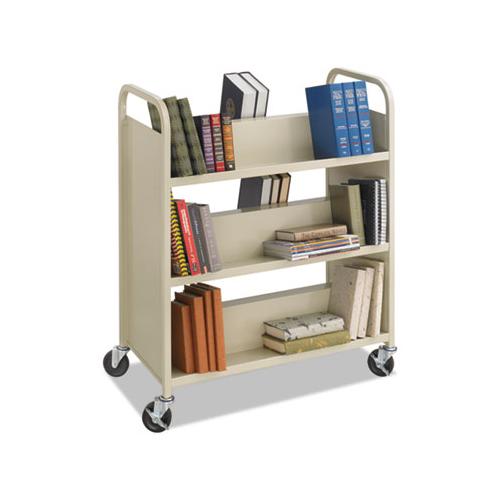 Steel Book Cart, Six-shelf, 36w X 18.5d X 43.5h, Sand