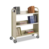 Steel Book Cart, Three-shelf, 36w X 14.5d X 43.5h, Sand