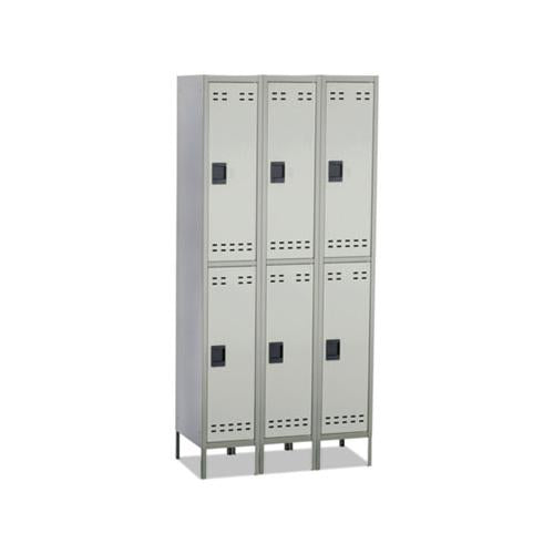 Double-tier, Three-column Locker, 36w X 18d X 78h, Two-tone Gray