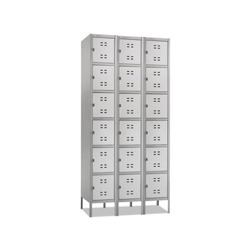 Three-column Box Locker, 36w X 18d X 78h, Two-tone Gray