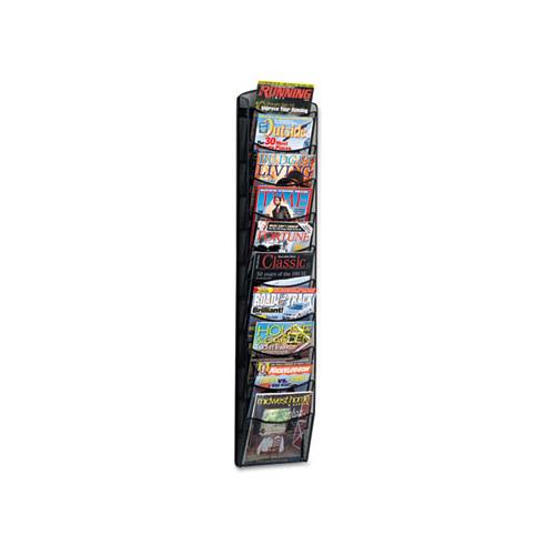 Onyx Mesh Literature Rack, Ten Compartments, 10.25w X 3.5d X 50.75h, Black