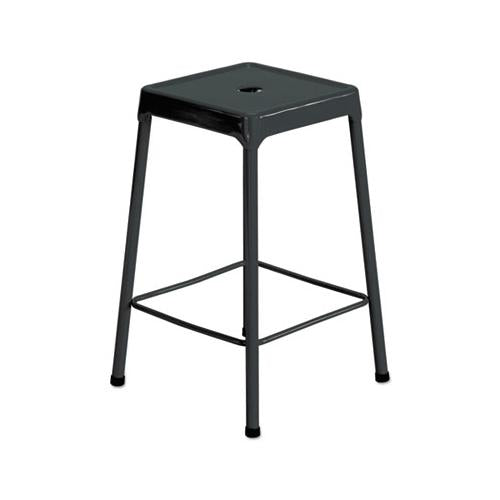 Counter-height Steel Stool, 25" Seat Height, Supports Up To 250 Lbs., Black Seat-black Back, Black Base