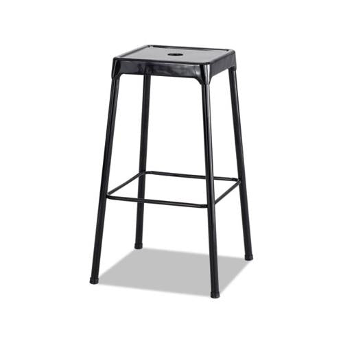 Bar-height Steel Stool, 29" Seat Height, Supports Up To 250 Lbs., Black Seat-black Back, Black Base