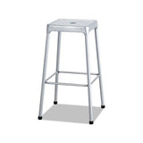 Bar-height Steel Stool, 29" Seat Height, Supports Up To 250 Lbs., Silver Seat-silver Back, Silver Base