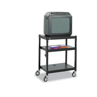 Adjustable-height Steel Av Cart, 27.25w X 18.25d X 28.5 To 36.5h, Black