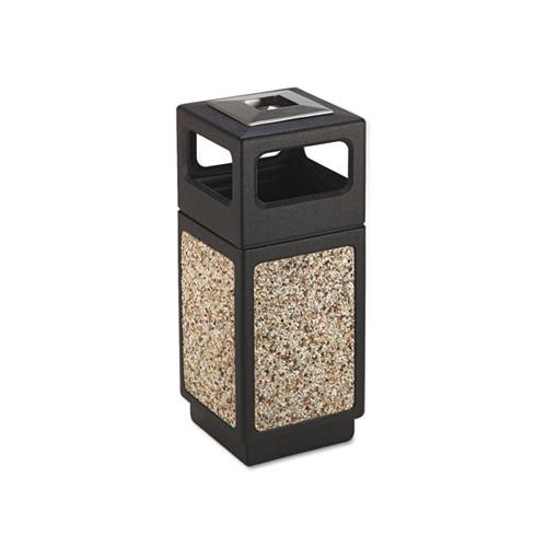 Canmeleon Ash-trash Receptacle, Square, Aggregate-polyethylene, 15 Gal, Black