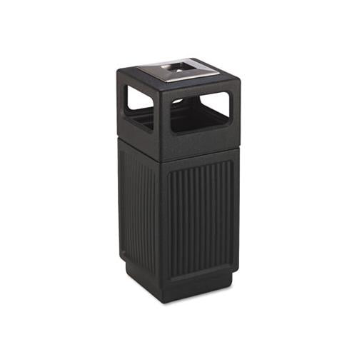 Canmeleon Ash-trash Receptacle, Square, Polyethylene, 15 Gal, Textured Black