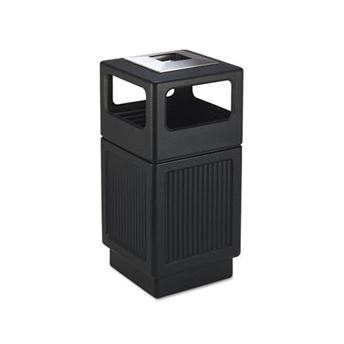 Canmeleon Ash-trash Receptacle, Square, Polyethylene, 38 Gal, Textured Black