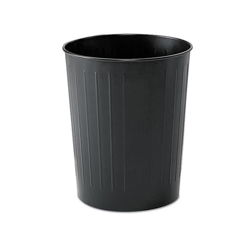 Round Wastebasket, Steel, 23.5 Qt, Black