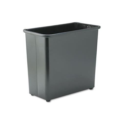Rectangular Wastebasket, Steel, 27.5 Qt, Black