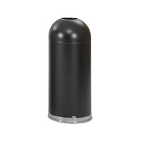 Open-top Dome Receptacle, Round, Steel, 15 Gal, Black