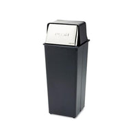 Reflections Push Top Square Receptacle, Steel, 21 Gal, Black-chrome