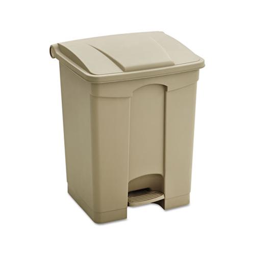 Large Capacity Plastic Step-on Receptacle, 17 Gal, Tan